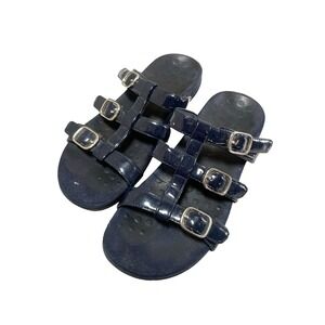 Women's Vionic Misa Sandals Navy Blue Flat Comfort Size Women's 7 Patent Leather